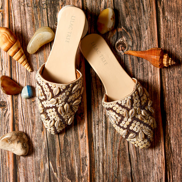Shell Ora Hand Woven Comfort Mules