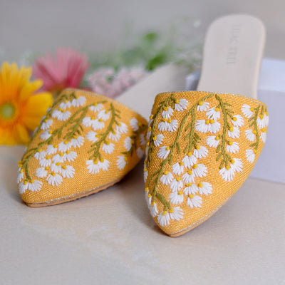 Meadow Magic - Mustard Floral  Mules